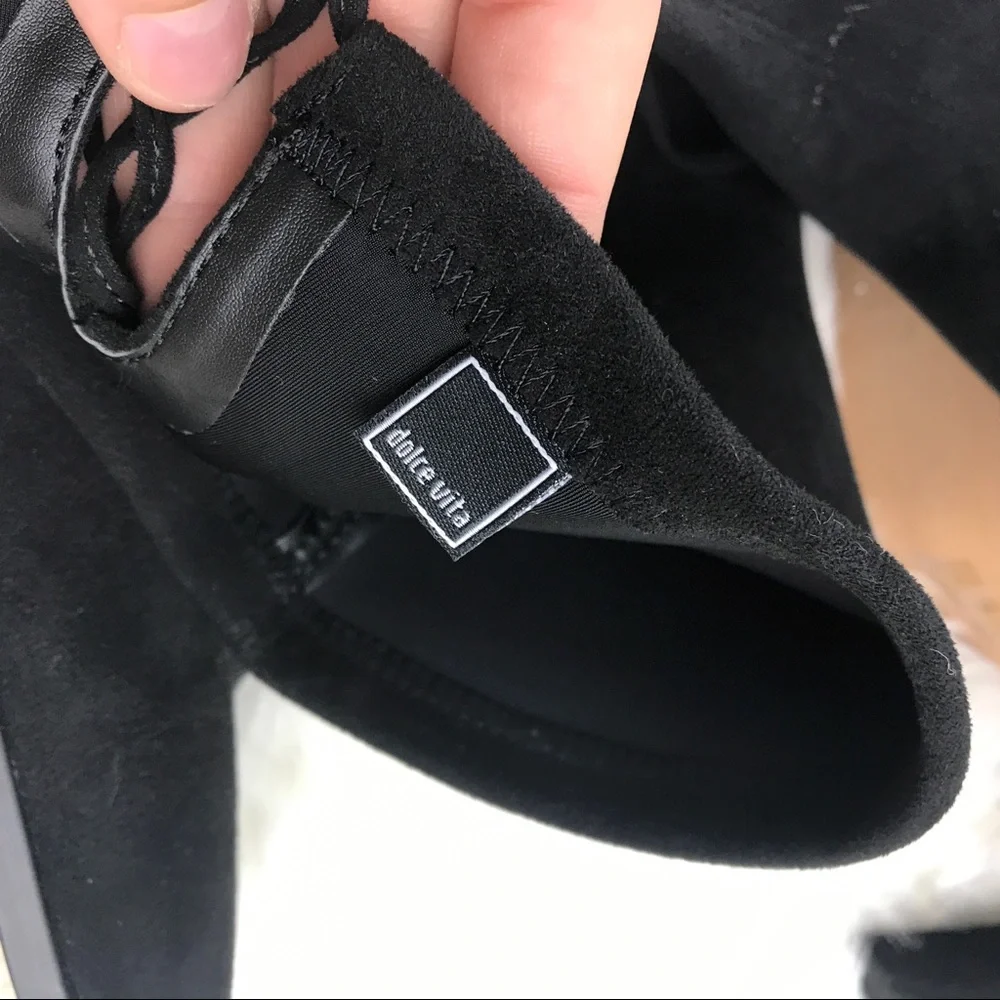 Dolce Vita Black Over-the-Knee Suede Block Heel Boots